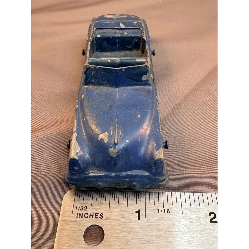 Vintage Tootsietoy Blue Diecast Convertible Car Made in USA Mid-Century Toy